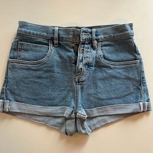 NWT High Waisted Cuffed Hem Denim Shorts Size 25.
